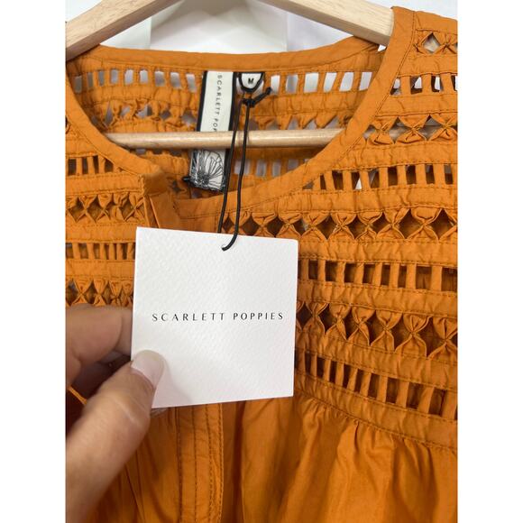 NWT Scarlet Poppies Flutter Sleeve Ishrant Short Dress Golden Oak Size: Medium - Picture 4 of 8